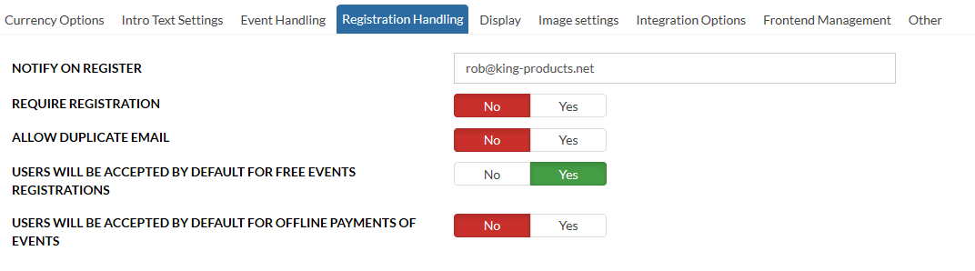 registration handling