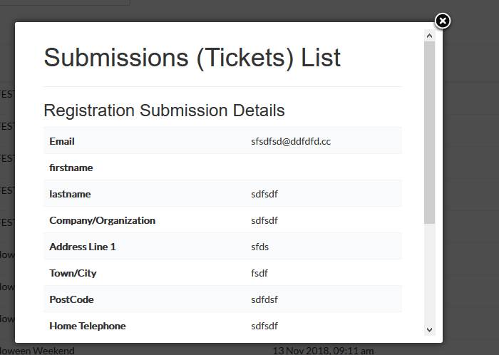 submitted form details